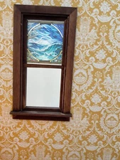 Pacific  Waves Dollhouse Miniature  Stained Glass Window  film