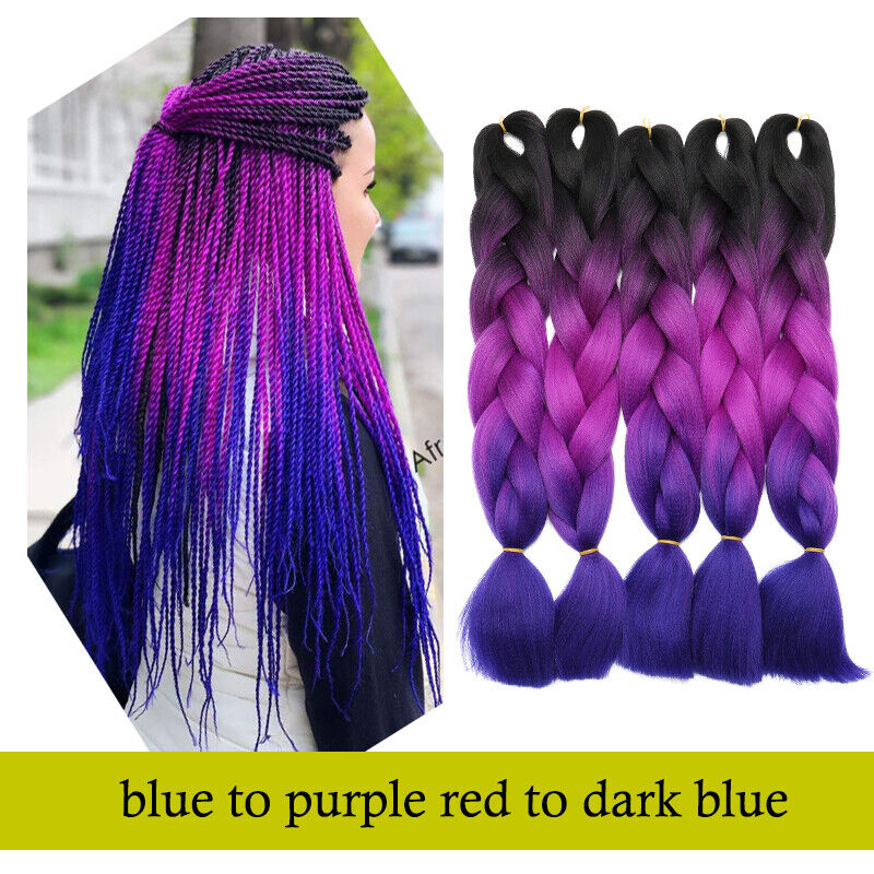 Multi Colored Afro Crochet Braids Hair Extensions Straight Jumbo Braiding Ombre - Picture 30 of 67
