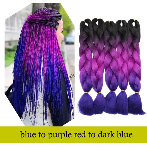 Multi Colored Afro Crochet Braids Hair Extensions Straight Jumbo Braiding Ombre - Picture 30 of 67
