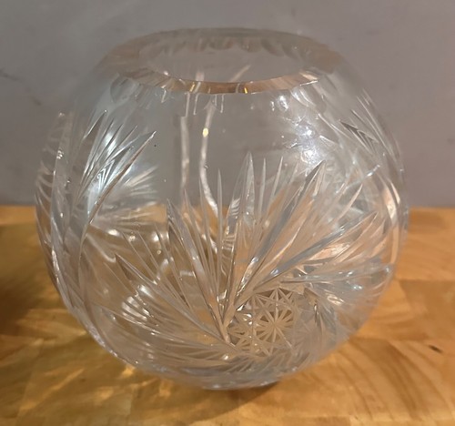 Cuenco/florero globo terráqueo cristal bohemio de vidrio cortado - Imagen 2 de 4