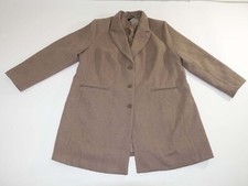 Ellos Women's 3 Button Winter Overcoat Size 24w Brown Wool Blend Coat 24 Lined