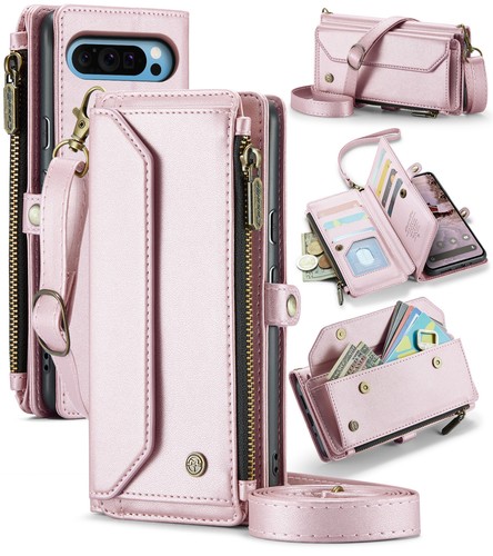 Para Google Pixel 9 Pro XL/7A/8 Pro RFID Bloqueo Bandolera Cremallera Cartera Estuche - Imagen 11 de 45