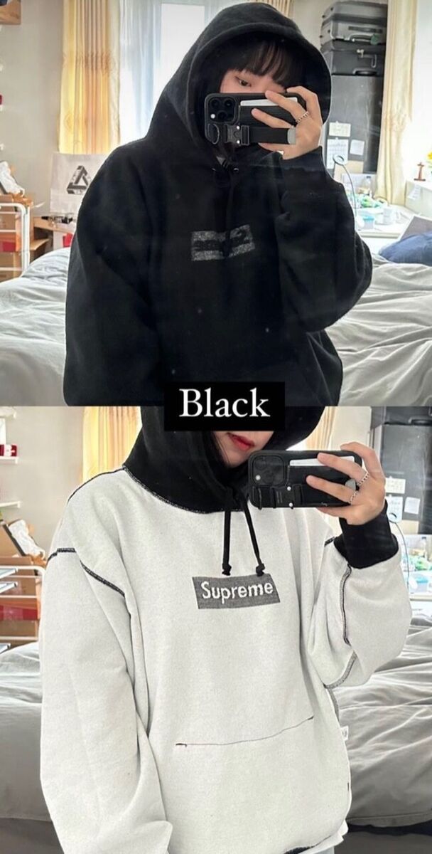 国産】 Inside Supreme Out Black Hooded Logo Box パーカー