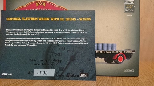 Corgi 80004 Sentinel Platform Wagon + Oil Drums for Wynns Ltd Ed No 0002 of 5460 - Picture 2 of 3