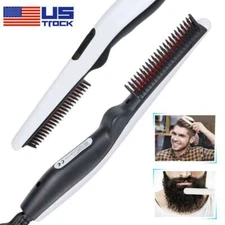 Electric Beard Straightener Comb Quick Heated Brush Styler For Mens Pro Hair