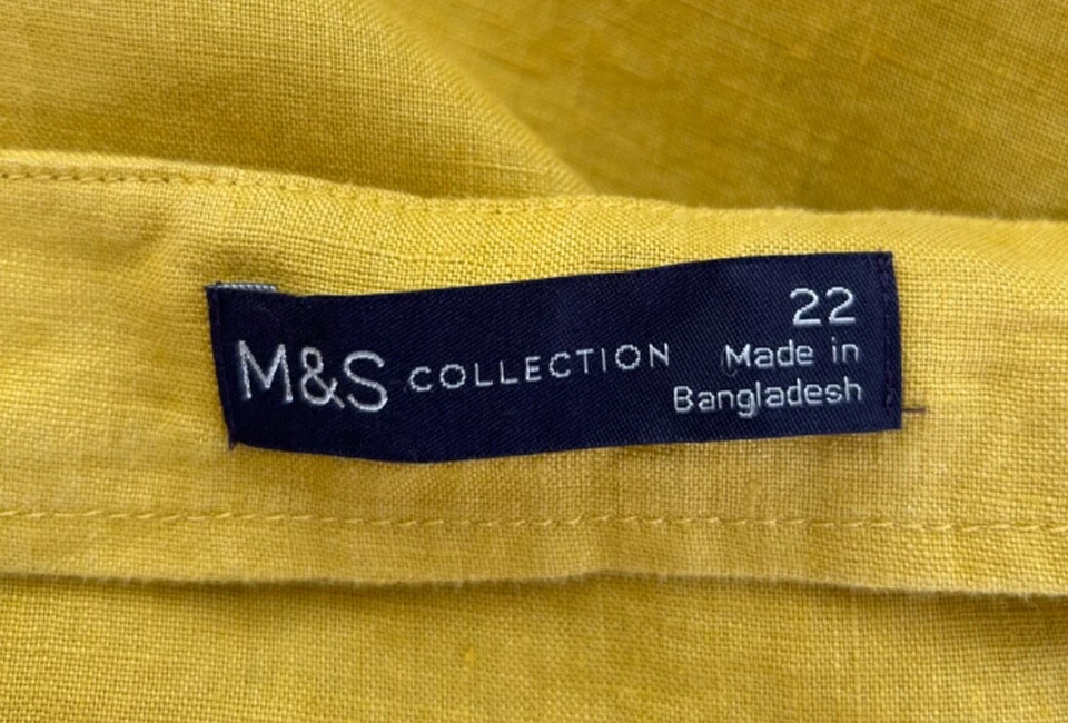 Marks & Spencer Top Women's 100% Linen Yellow Button Frill Shoulder Size 22 - Image 2 of 4