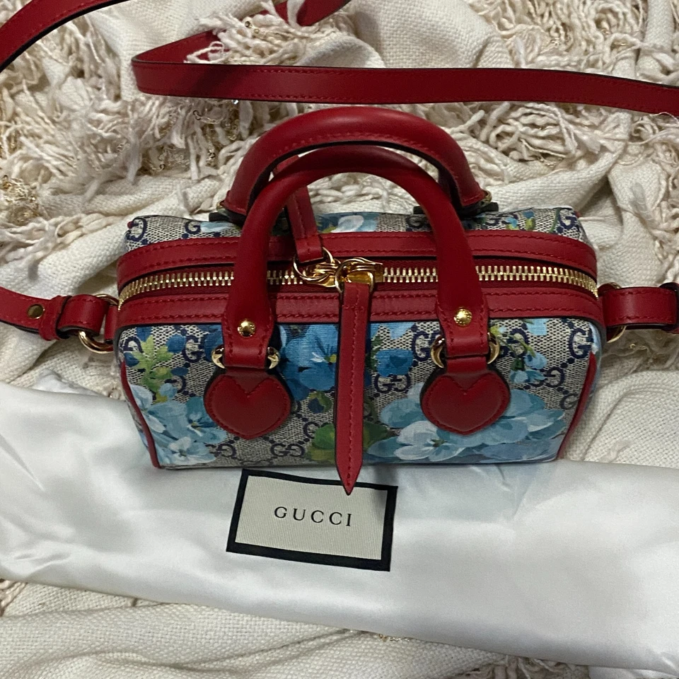 Bolso de 2 vías GUCCI GG Mini Blooms 546312 GG Supreme marrón/rojo/azul NUEVO Foto 3 de 4