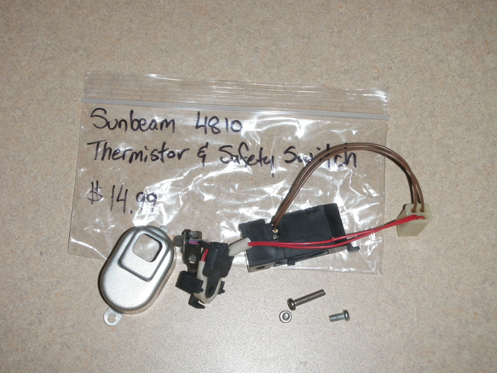 Sunbeam Bread Machine Thermistor And Safety Switch Model 4810 parts