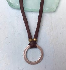 NEW Sundance Charm Adjustable Necklace brown leather cord artisan men  s jewelry