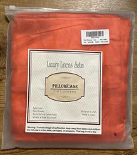 (Pack of 4) GLETU Satin Red Orange Queen Size Luxury 20" X 30" Pillow Case