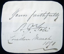 1891 AUTOGRAPH IRISH OPERA BASS SINGER ALLAN JAMES FOLI FOLEY 1835 - 1899