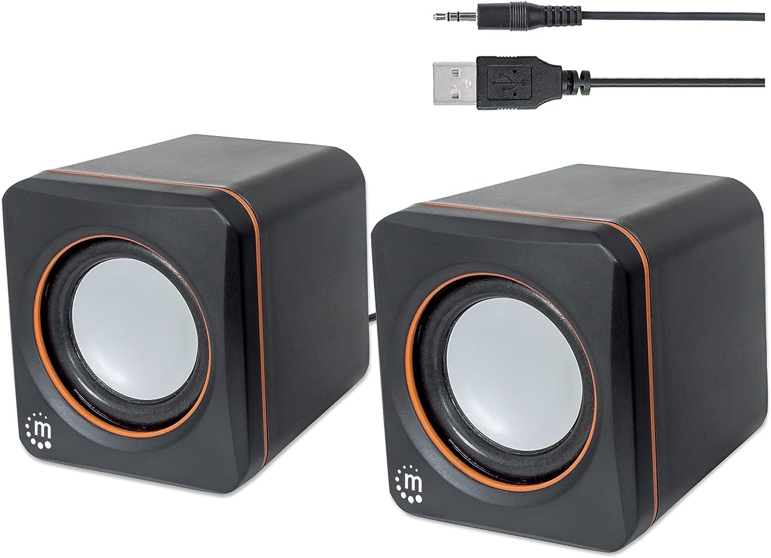 Manhattan USB Powered Stereo Speaker System - Small Size - with Volume Control &