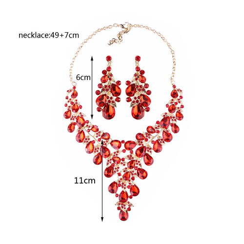 Statement Crystal Flower Necklace Earring Jewelry Set Bridal Wedding Party Gifts - Picture 25 of 75