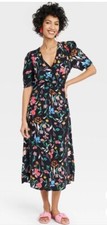 Women's Puff Short Sleeve Ruched A-Line Dress - A New Day