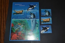 FRANCE SCOTT #2893-2895 #2895A SOUVENIR SHEET MARINE LIFE STAMPS MH SET OF 4