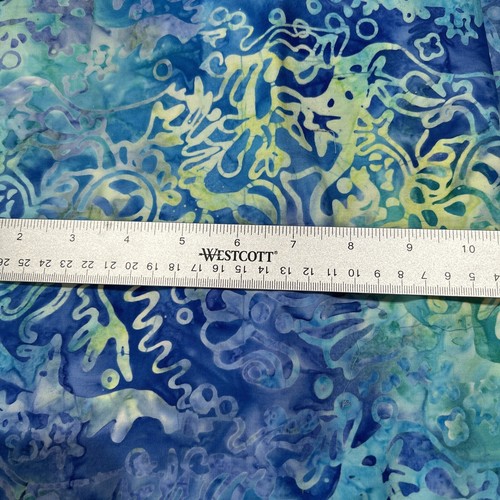 Blue & Green Batik Artisan Cotton Quilting Fabric Crafts 41" X 44" - 第 5/5 張圖片