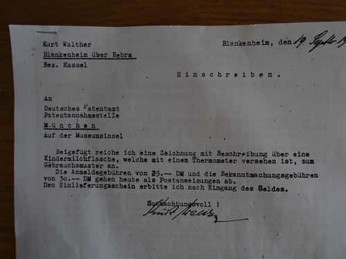 Babyflasche Kurt Walther mit Thermometer 1919 - Bild 6 von 8