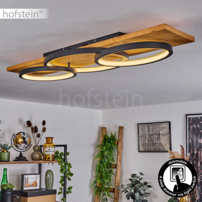 Dimmbare Decken Lampe LED Flur Ess Wohn Schlaf Zimmer Raum Leuchten Holz/schwarz