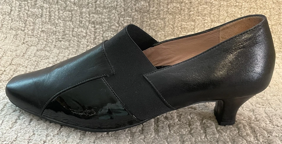 BeautiFeel Black Leather Elastic Patent Pumps Heels Shoes 42 10.5 11 - Image 3 of 4