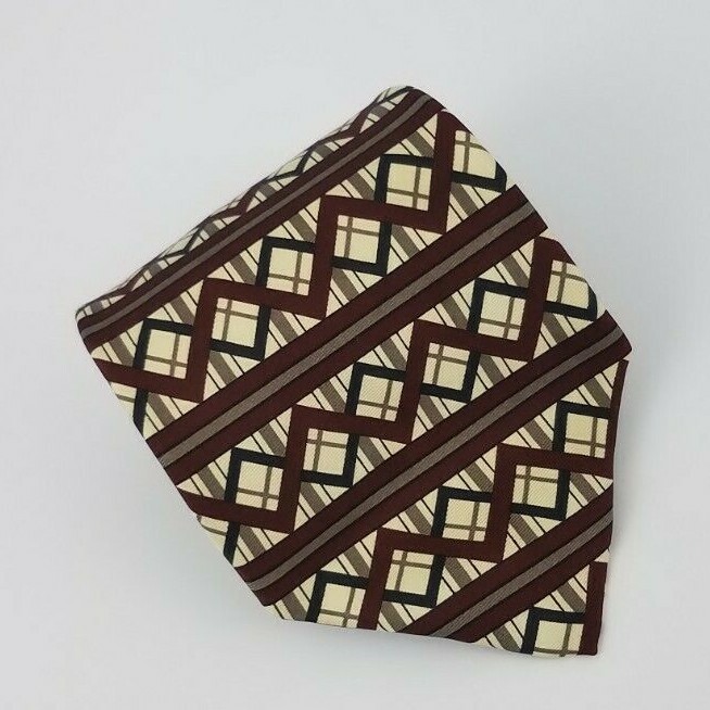 Robert Talbott Studio Silk Tie Beige Burgundy Bla… - image 1