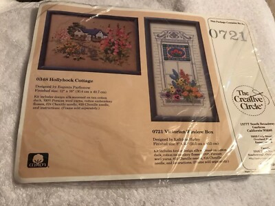 Vintage Crewelwork Embroidery Victorian House in 21x17 Frame Signed E.Sutton 1960