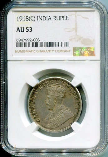 INDIA 1918(C) RUPEE NGC AU53