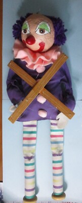 Handmade 19''  Auguste  Clown Marionette  6 Stringed Control Bar
