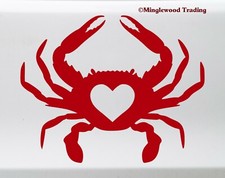 Crab Heart Vinyl Sticker - Crustacean Claws King Beach Love - Die Cut Decal