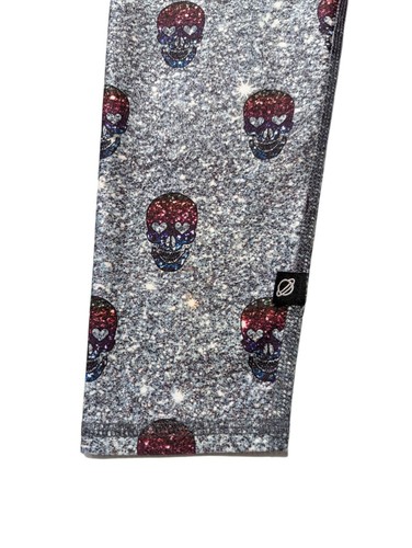 TEREZ Leggings 'GLITTER' Skulls women's Size Large grey Made in NYC USA - Picture 6 of 9