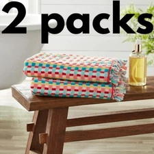The Pioneer Woman 27W"x52L"  Bath Towels Cotton Colorful Sets of 2 NEW
