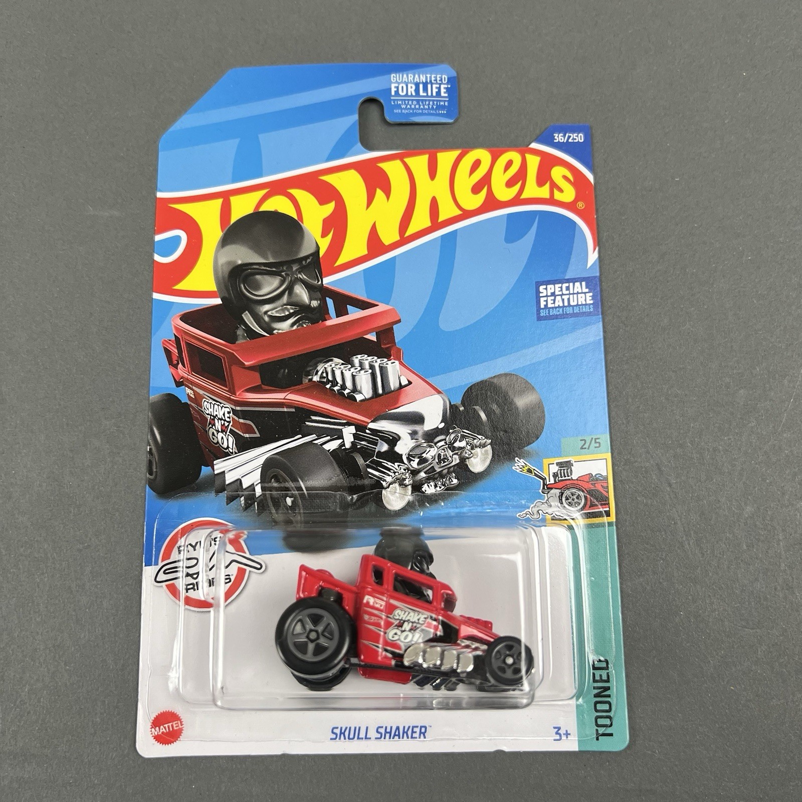 2022 Hot Wheels #36 Tooned 2/5 SKULL SHAKER Red Black-Driver w/Gray 5 Spokes