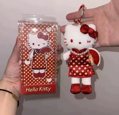 Sanrio Hello Kitty Kawaii Chinese Mandarin Red Dress Long Legs y2k Toy Bag Charm