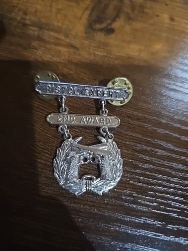 Original Korean War USMC Pistol Expert Badge 2nd Award Sterling
