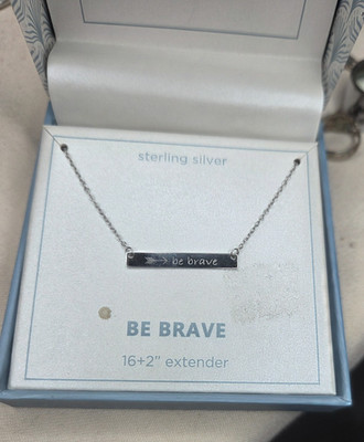 Boxed Station Sterling Silver BE BRAVE Word 16'' 18'' Necklace OLD NEW STOCK ATI