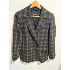 Madewell Black, Tan Blue Plaid Double-Breasted Blazer Size Small NWOT