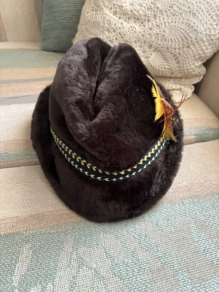 Sombrero Fedora Estilo Bávaro Piel Sintética Marrón Años 50 Hecho por Unión Talla L Foto 2 de 4