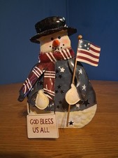 10in Home Interiors Patriotic Snowman Votive