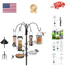 6-Hook Bird Feeding Station, Steel Multi-Feeder Kit Stand for Attracting Wild...