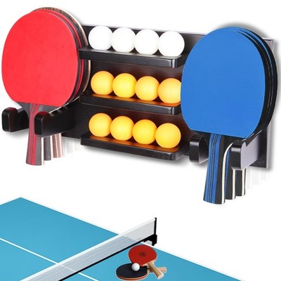 Onemacc Ping Pong Paddle Holder, Storage Rack Wall Black 