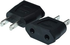 Socket Plug Adapter Europe EU Euro to US Travel Charger AC Power 2PCS Black