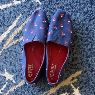 BOBS from Skechers Blue Watermelon Print Slip-On Flats Women's EU 41