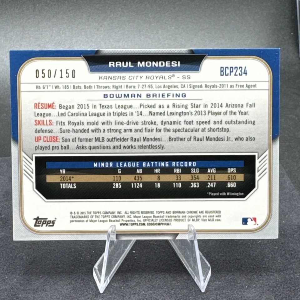 2015 Bowman Chrome - Raul Mondesi #BPC234 Blue Refractor /150 - Image 2 of 2