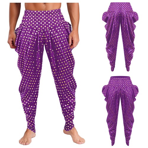 Men Costume Adjustable Dhoti Pants Indian Trousers Satin Metallic Wear Shiny - Picture 61 of 82
