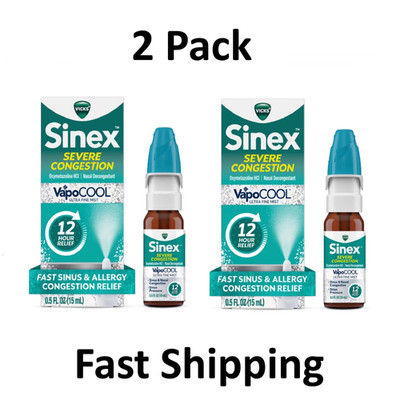 (2 Pack) Vicks Sinex Severe VapoCOOL Nasal Spray 0.5 fl oz Sinus Relief.