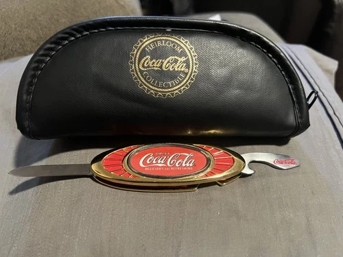 Vintage Coca-Cola Franklin Mint Heirloom Collection Pocket Knife Bottle Opener