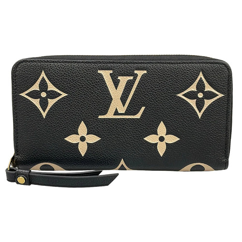 LOUIS VUITTON Zippy Wallet M80481 Black Beige Bicolor Monogram Amplant