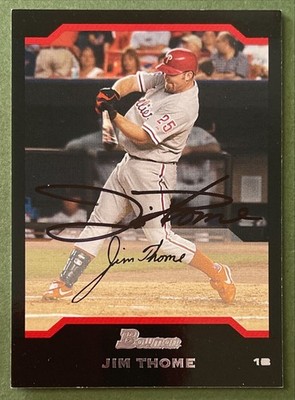 2004 BOWMAN JIM THOME #50 SIGNED CARD PHILADELPHIA PHILLIES RSA CERTIFIED