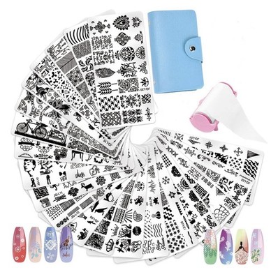 20 Metal Nail Art Stamping Plates Bundle NEW With Case, Nail Lint Roller Cute!