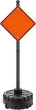 Portable Sign Post 5 ft Cast Iron Sign Holder with Wheels & 18" Base, Sign Stand