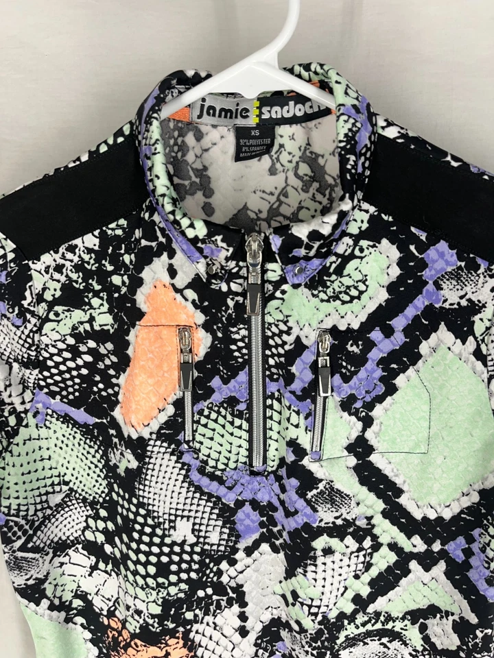 Blusa de treino Jamie Sadock feminina gola curta ajustada preta tamanho XS - Imagem 4 de 4